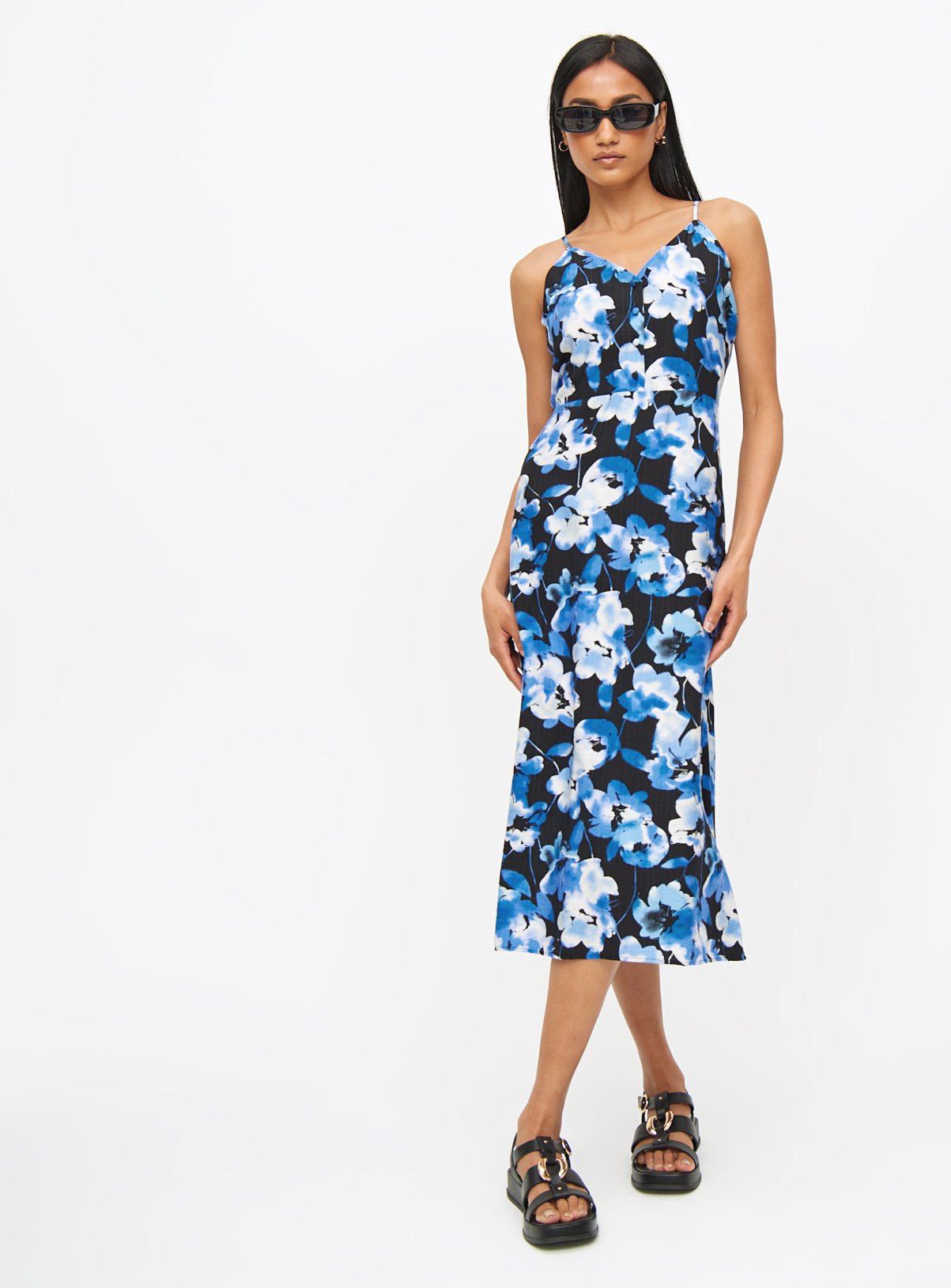 Blue Floral Cami Midi Dress 26 - Image 1 thumbnail